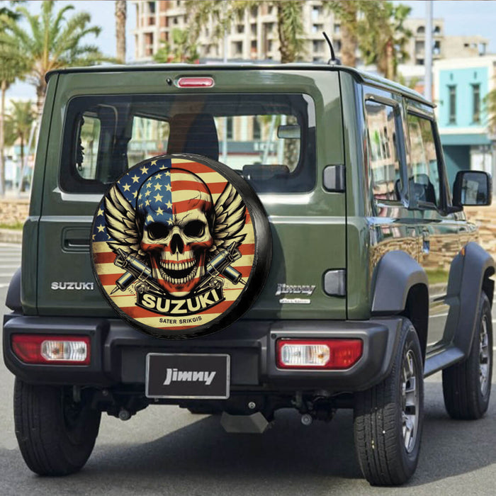 American Flag Skull Spare Tire Cover For Suzuki Jimny