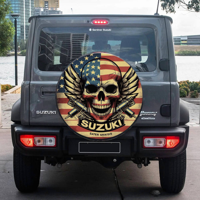 American Flag Skull Spare Tire Cover For Suzuki Jimny