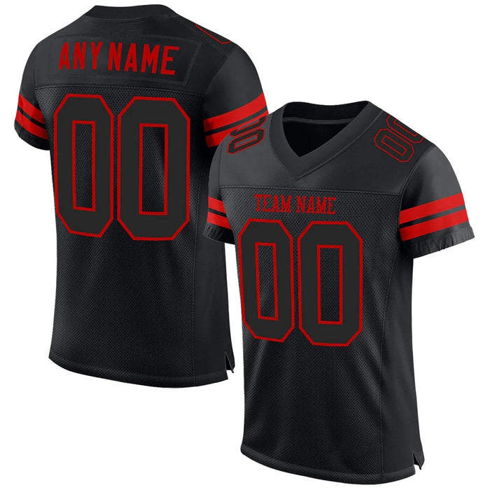 Custom Black Black-Red  Football Jersey