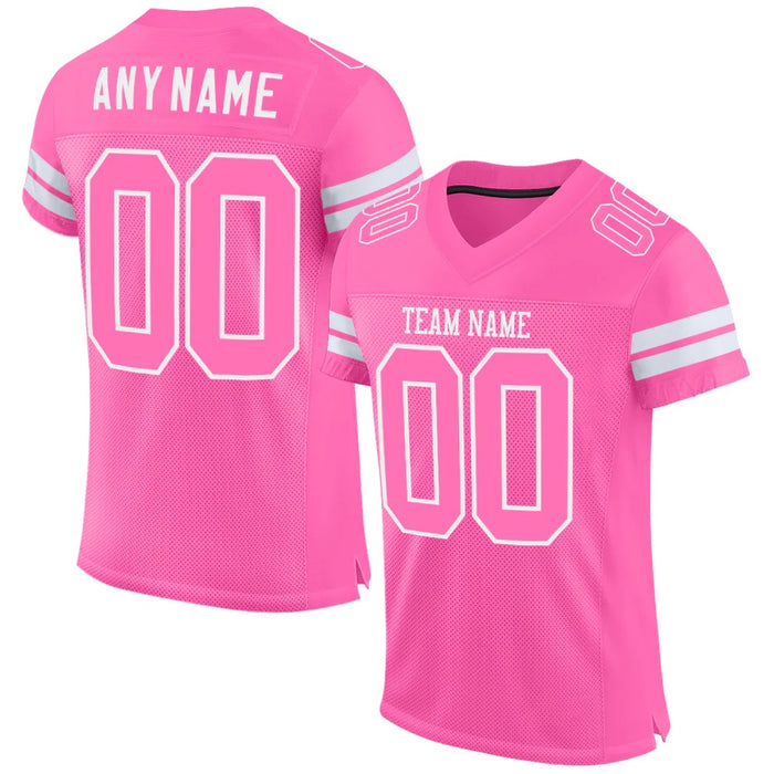 Custom Pink Pink-White Football Jersey